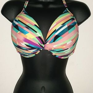 Xhilaration Multi-Color Geometric Stripe Push-Up Bikini Top